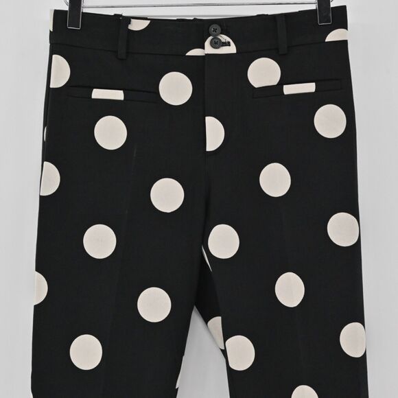 ANTHROPOLOGIE‎ Pants Womens Sz 2 Black Polka Dot The Essential Skinny Kick Flare - Picture 2 of 14